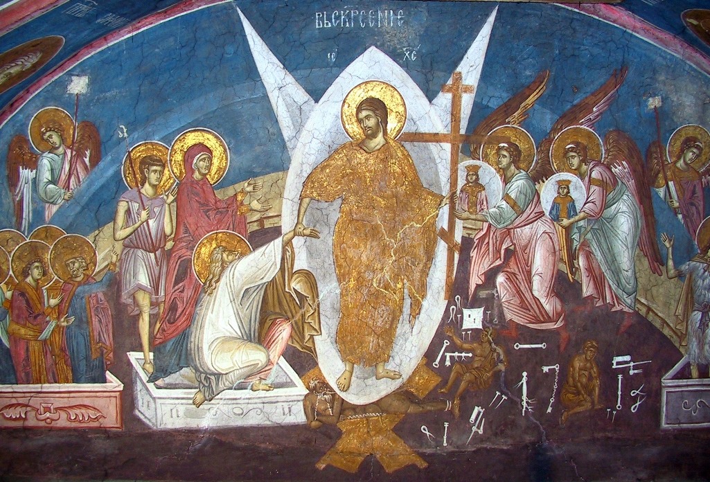 Foto: Vaskrsenje Hristovo, freska ispod kupole dečanske crkve. Izvor: facebook.com/Decani.Manastir